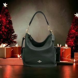 Coach Penny Crossbody Bag in Pebbled Leather & Suede (Forest Green)